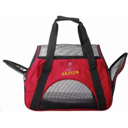 Red - Zampa Airline Approved Soft Sided Pet Carrier - 19" x 13" x 10"
