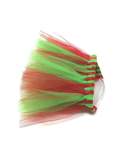 Red/Green - Red and Green Christmas Dog Tutu Skirt (Medium) - Medium