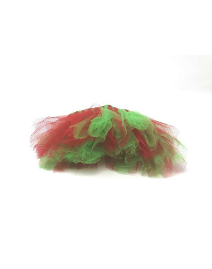 Red/Green - Red and Green Christmas Dog Tutu Skirt (XS) - XS