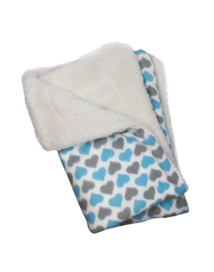 Blue - Blue & Gray Hearts Fleece/Plush Blanket - One Size
