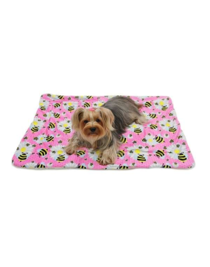 Pink - Ultra Soft Minky/Plush Bumblebee and Flowers Blanket - One Size