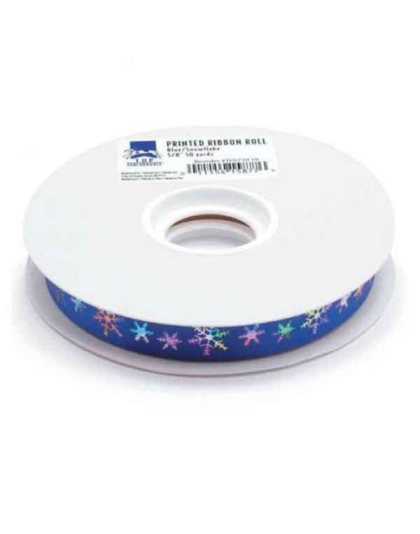 Snowflake - TP Printed Ribbon Roll 50yds Blue/Snowflake - 50 Yards