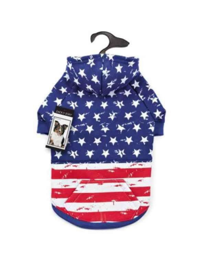 Red White Blue - ZZ Distressed American Flag Hoodie  - Medium