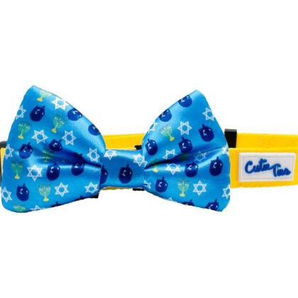 Blue Dreidel - Cutie Ties Dog Bow Tie - One Size