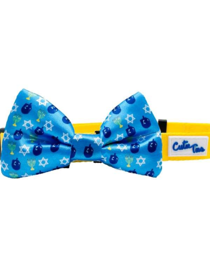 Blue Dreidel - Cutie Ties Dog Bow Tie - One Size