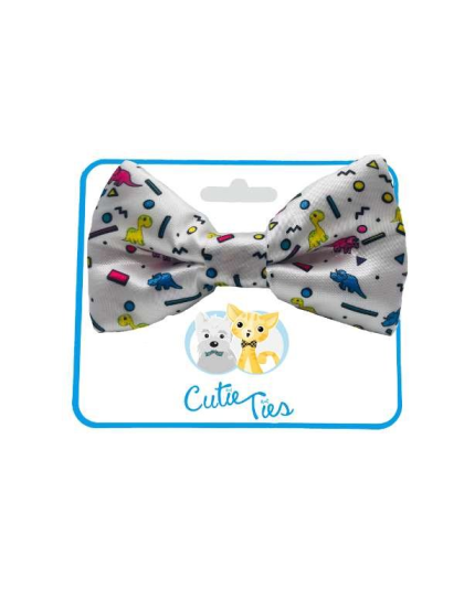 Dino Doggy White - Cutie Ties Dog Bow Tie - One Size