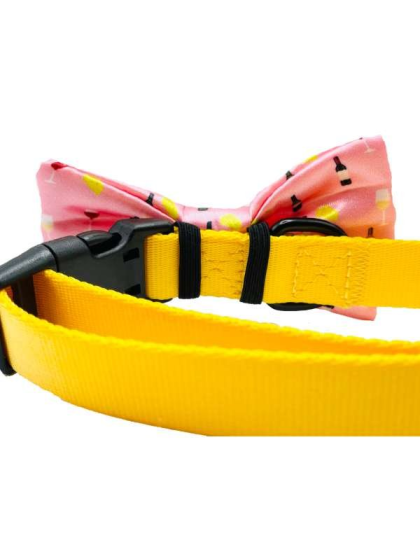 Wine & Cheese Pink - Cutie Ties Dog Bow Tie - One Size