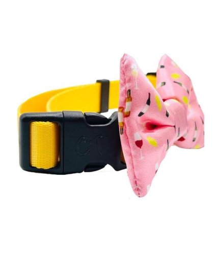 Wine & Cheese Pink - Cutie Ties Dog Bow Tie - One Size