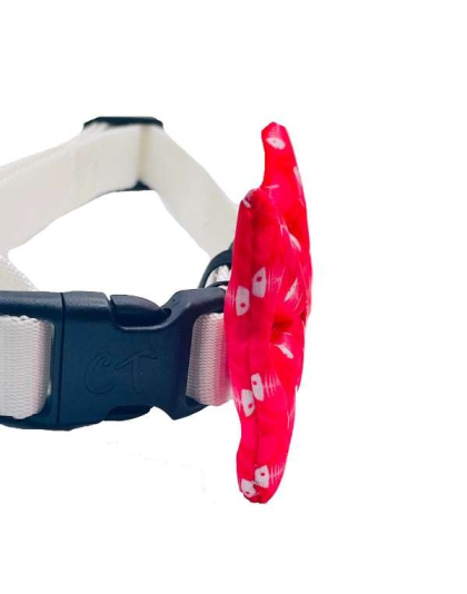 Fish Bone Red - Cutie Ties Dog Bow Tie - One Size