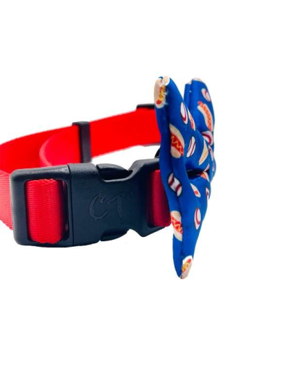 Baseball/Hotdogs - Cutie Ties Dog Bow Tie - One Size