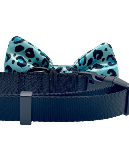 Blue Cheetah  - Cutie Ties Dog Bow Tie - One Size