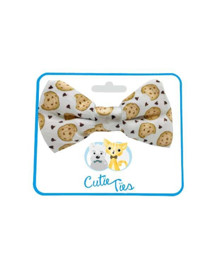 Chocolate Chip Cookie/White - Cutie Ties Dog Bow Tie - One Size