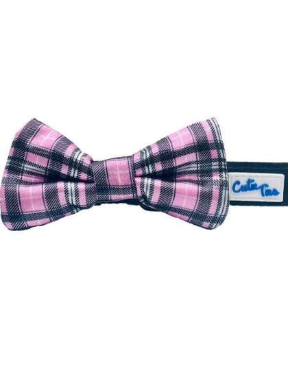 Plaid Pink  - Cutie Ties Dog Bow Tie - One Size