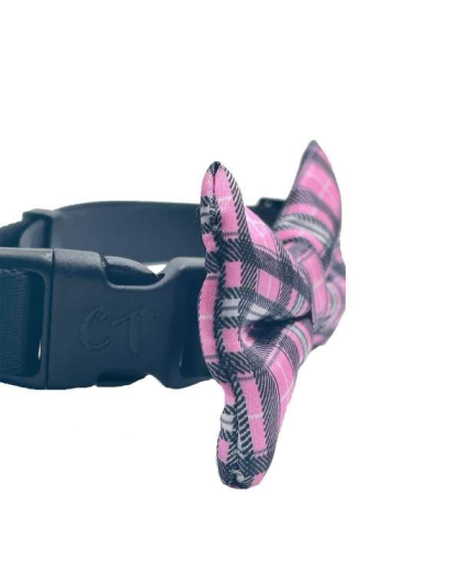 Plaid Pink  - Cutie Ties Dog Bow Tie - One Size