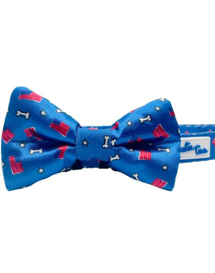 Red, White and Bones - Cutie Ties Dog Bow Tie - One Size
