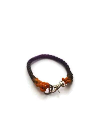 Black, Orange, and Purple  - Rope Dog Collar - 22 inches