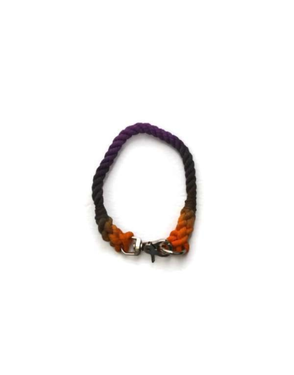 Black, Orange, and Purple  - Rope Dog Collar - 26 inches