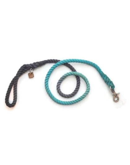 Grey and Aqua  - Rope Dog Leash - Traffic Lead (2 ft)