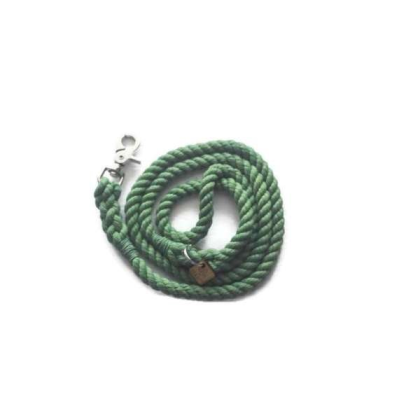 Green - Single Color Rope Dog Leash - 4 ft