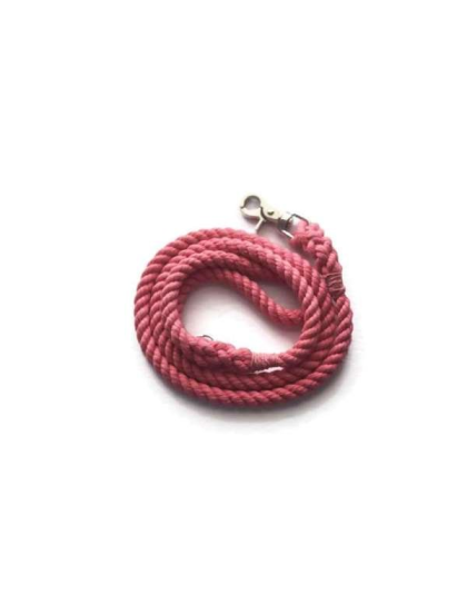 Pink - Single Color Rope Dog Leash - 6 ft