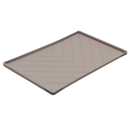 Grey - Messy Mutts Silicone Food Mat Raised Edge  - Large 24" x 16"