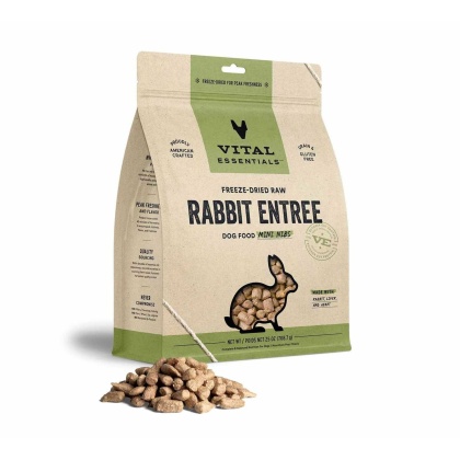 Vital Essentials(R) Freeze-Dried Raw Rabbit Entree Dog Food Mini Nibs, - 25 oz