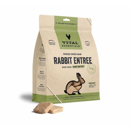 Vital Essentials(R) Freeze-Dried Raw Rabbit Entree Dog Food Mini Patties, 14 oz