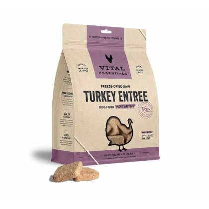 Vital Essentials(R) Freeze-Dried Raw Turkey Entree Dog Food Mini Patties, 14 oz