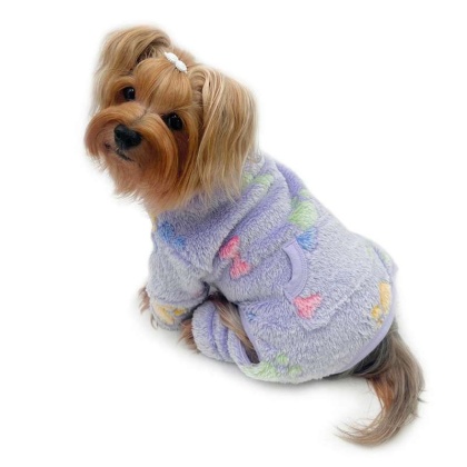 Purple - Ultra Plush Colorful Bones/Paws Turtleneck Pajamas - S