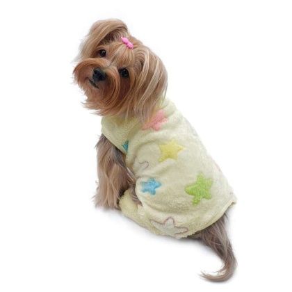 Yellow - Ultra Plush Colorful Stars Front Sleeveless Pajamas - L