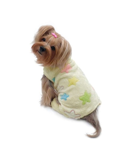 Yellow - Ultra Plush Colorful Stars Front Sleeveless Pajamas - L