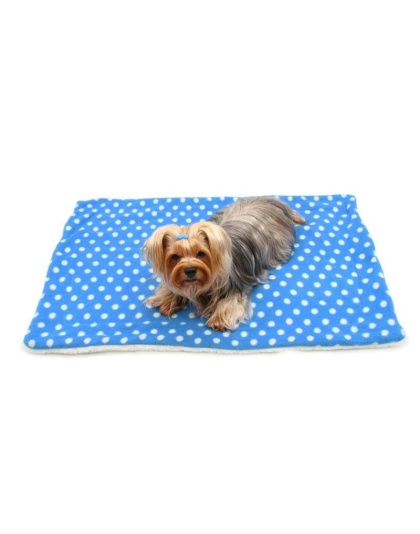 Blue - Blue with White Polka Dots Fleece/Plush Blanket - One Size