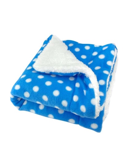 Blue - Blue with White Polka Dots Fleece/Plush Blanket - One Size