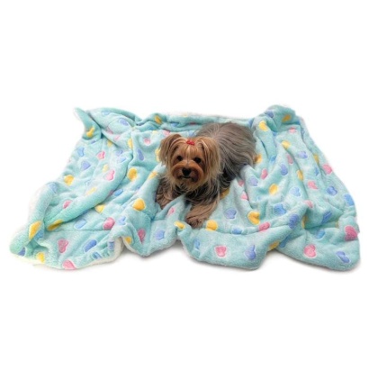 Blue - Ultra Plush Colorful Hearts Blanket - 30" x 20"