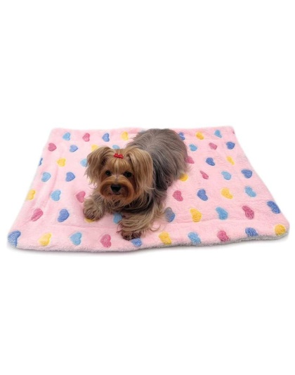 Pink - Ultra Plush Colorful Hearts Blanket - 30" x 20"