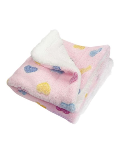Pink - Ultra Plush Colorful Hearts Blanket - 30" x 20"