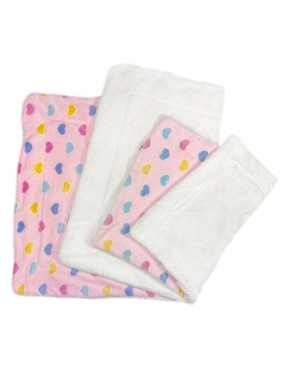 Pink - Ultra Plush Colorful Hearts Blanket - 30" x 20"