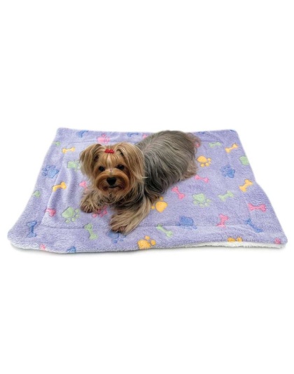 Purple - Ultra Plush Colorful Bones/Paws Blanket - 30" x 20"