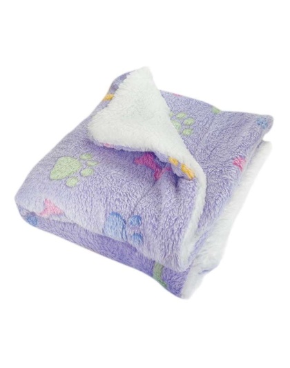 Purple - Ultra Plush Colorful Bones/Paws Blanket - 50" x 30"
