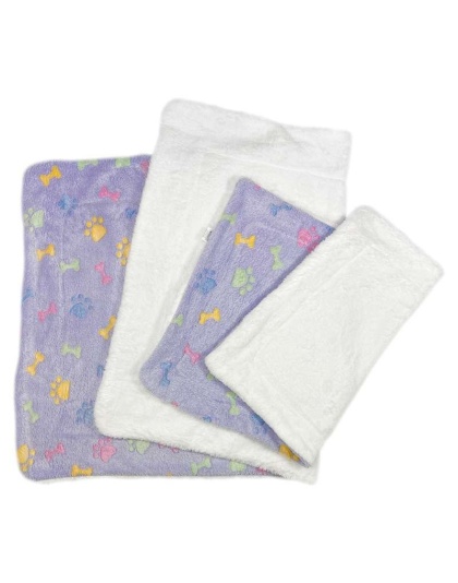 Purple - Ultra Plush Colorful Bones/Paws Blanket - 50" x 30"