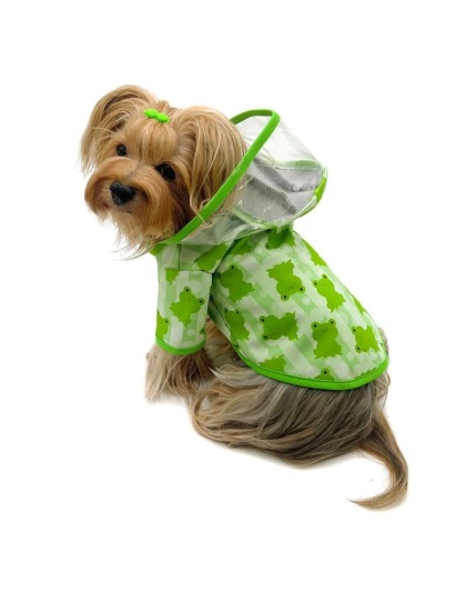 Blue - Clear View Froggy Raincoat with Fleece Lining and Detachable Hood - L