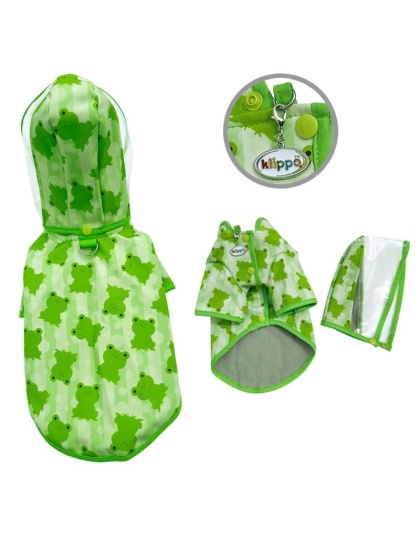Blue - Clear View Froggy Raincoat with Fleece Lining and Detachable Hood - L
