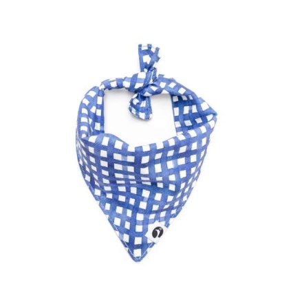 Navy Watercolor Plaid Dog Bandana - S