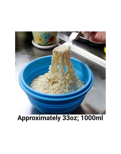 Mr. Peanut's Collapsible Silicone Camping Bowl with Lid & Foldable Fork - 30oz