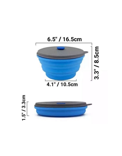 Mr. Peanut's Collapsible Silicone Camping Bowl with Lid & Foldable Fork - 30oz