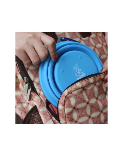 Mr. Peanut's Collapsible Silicone Camping Bowl with Lid & Foldable Fork - 30oz