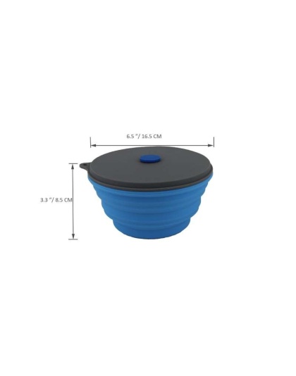 Mr. Peanut's Collapsible Silicone Camping Bowl with Lid & Foldable Fork - 30oz