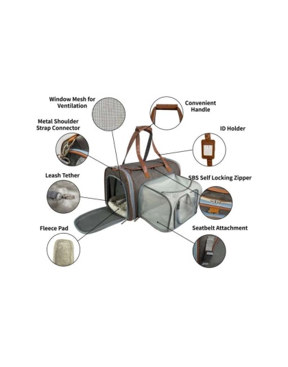 Platinum Gray - Mr. Peanut's Gold Series Big Apple Size Expandable Pet Carrier -