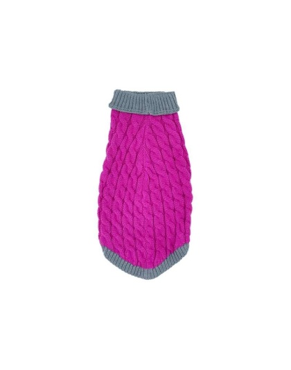 Royal Rosa With Gray Fringe - Mr. Peanut's Knitted Acrylic Dog Sweaters - Small