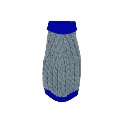 Gray With Regal Blue Fringe - Mr. Peanut's Knitted Acrylic Dog Sweaters - X Large